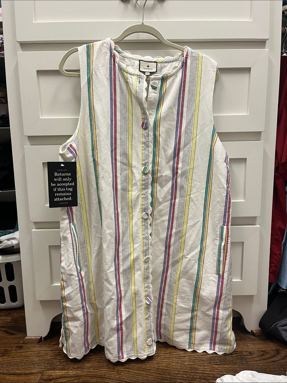 Tuckernuck White Multicolor Striped Button-Front Dress